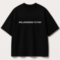 WILLINGNESS TO PAY black oversized terry t-shirt by BYTWEAR - front view