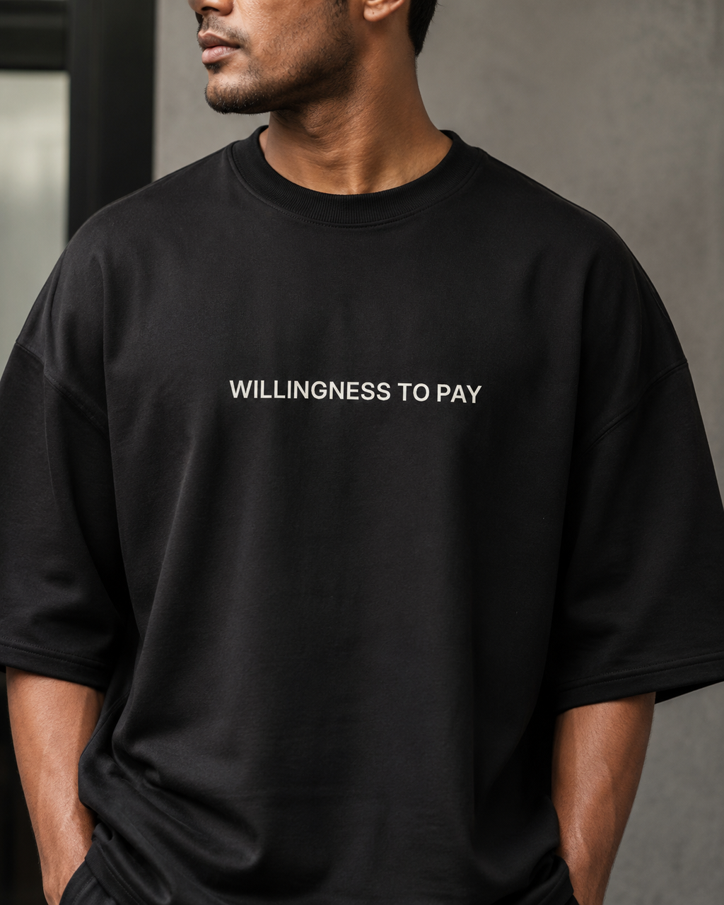 WILLINGNESS TO PAY black oversized terry t-shirt by BYTWEAR - product photo 7